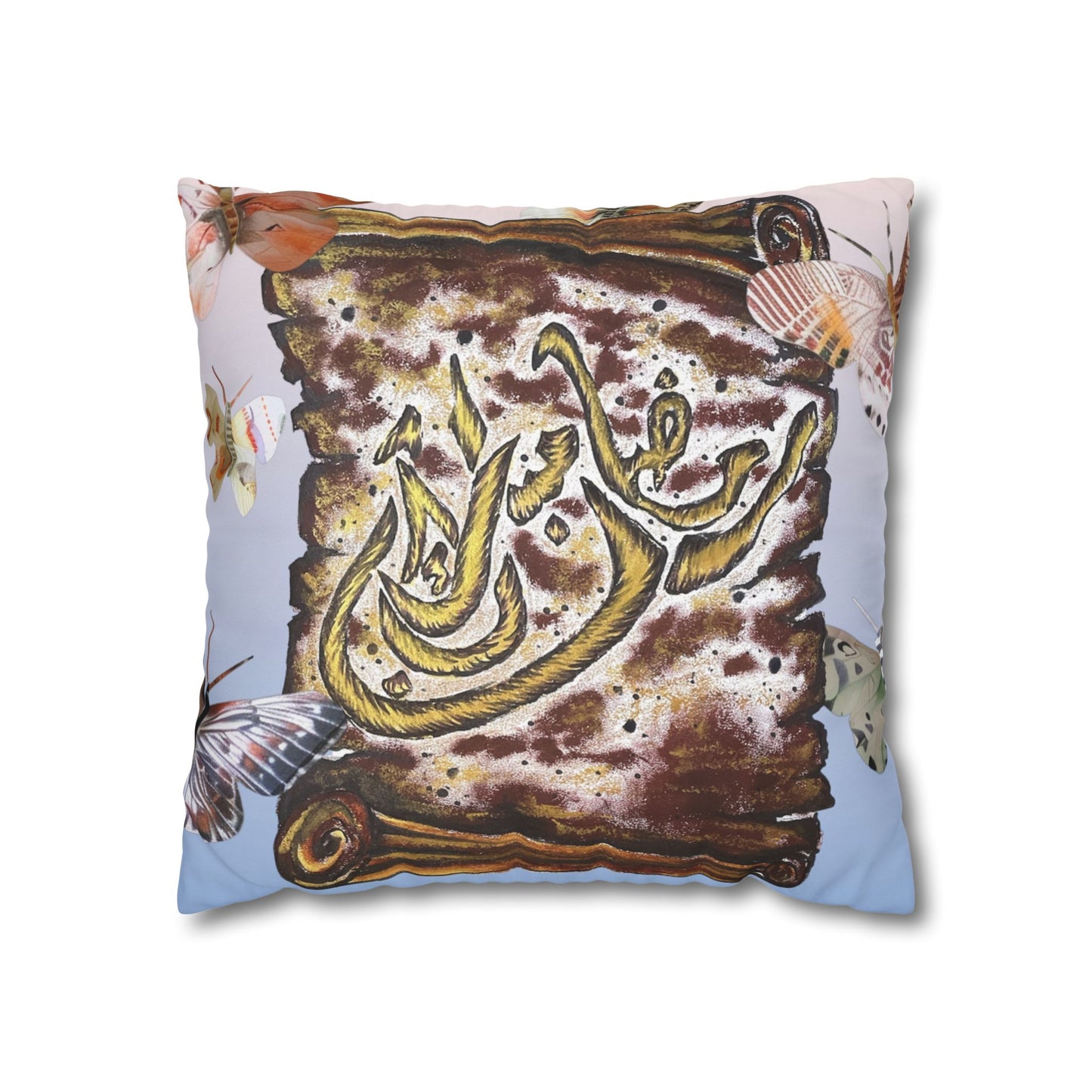 Arabic Calligraphy Scroll Decorative Pillow - Square Canvas Pillowcase