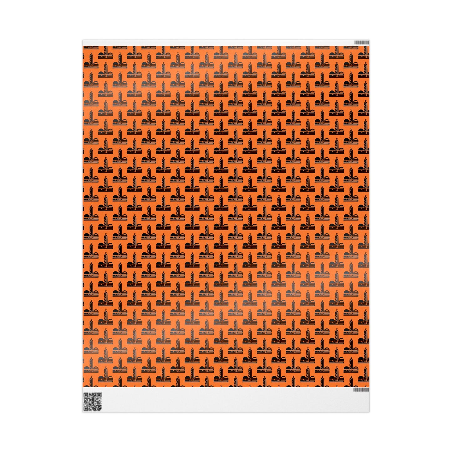 Festive Halloween Wrapping Paper | Orange Design with Black Symbols