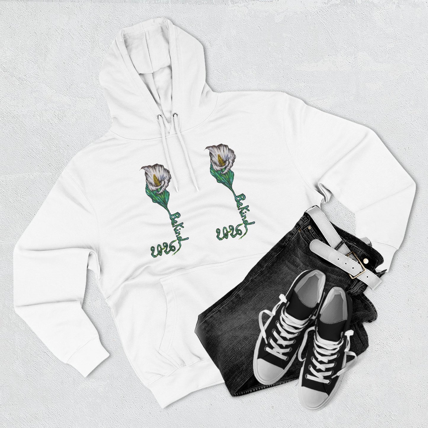 Floral Fleece Hoodie with Inspirational Quote