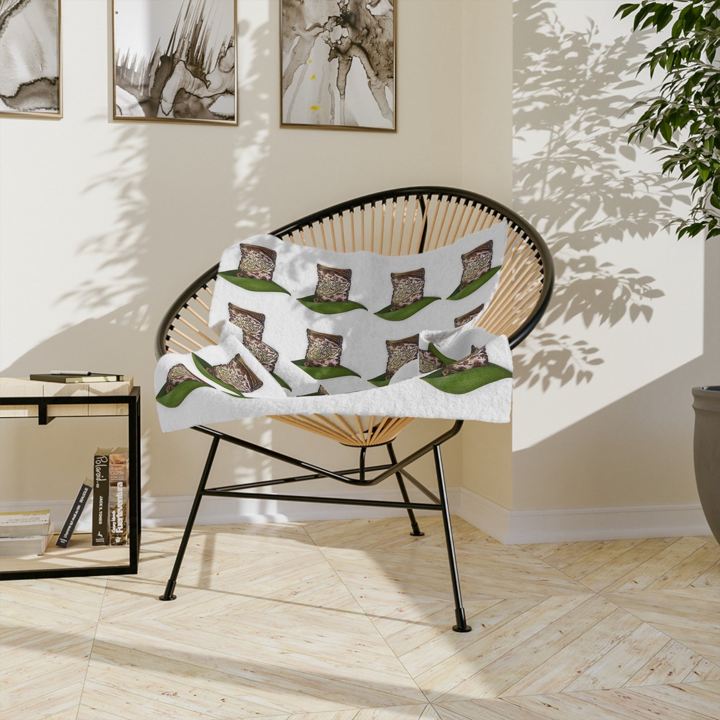 Velveteen Microfiber Blanket — Patterned Leaf & Seed Pillow Cozy Throw