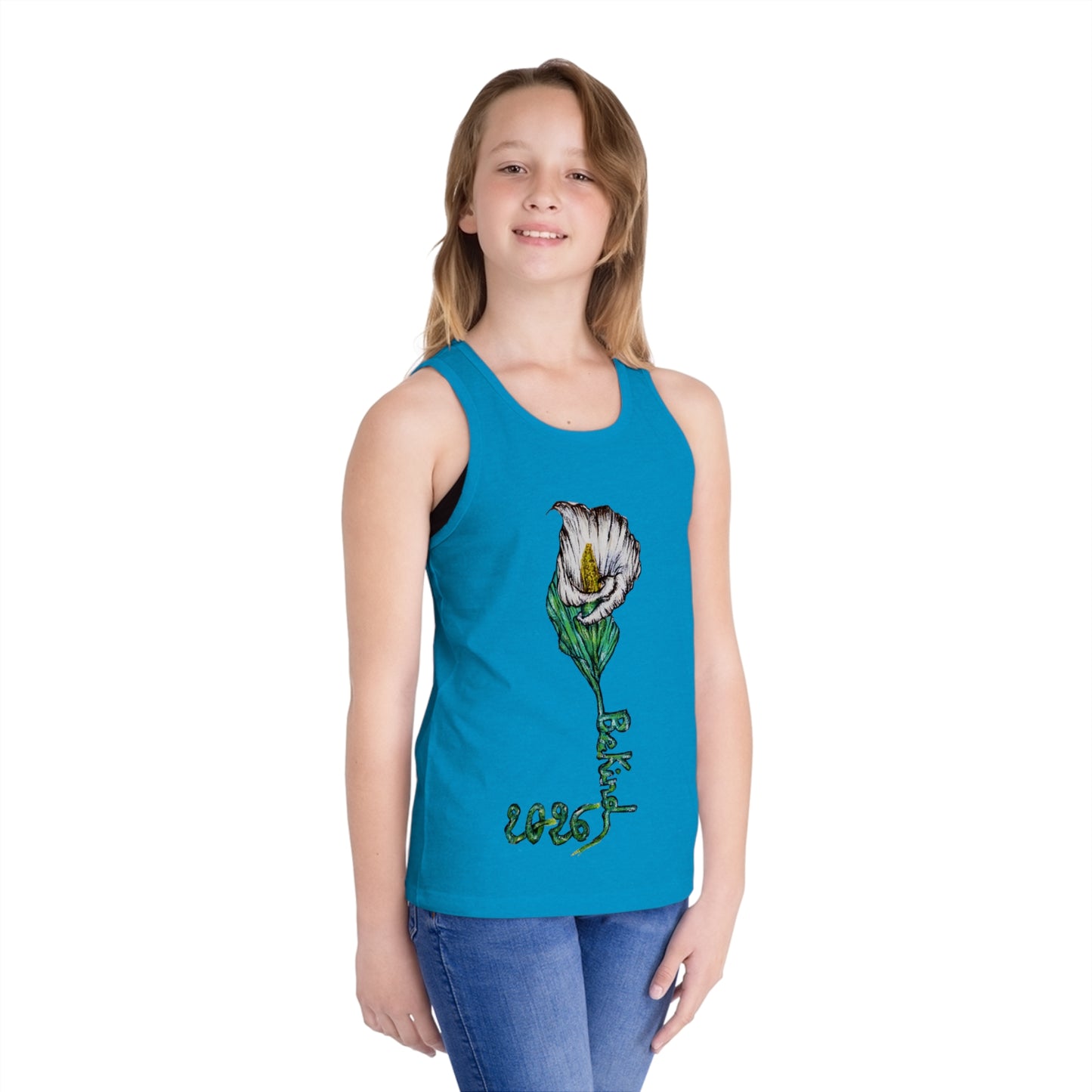 Be Kind Floral Jersey Tank Top for Kids