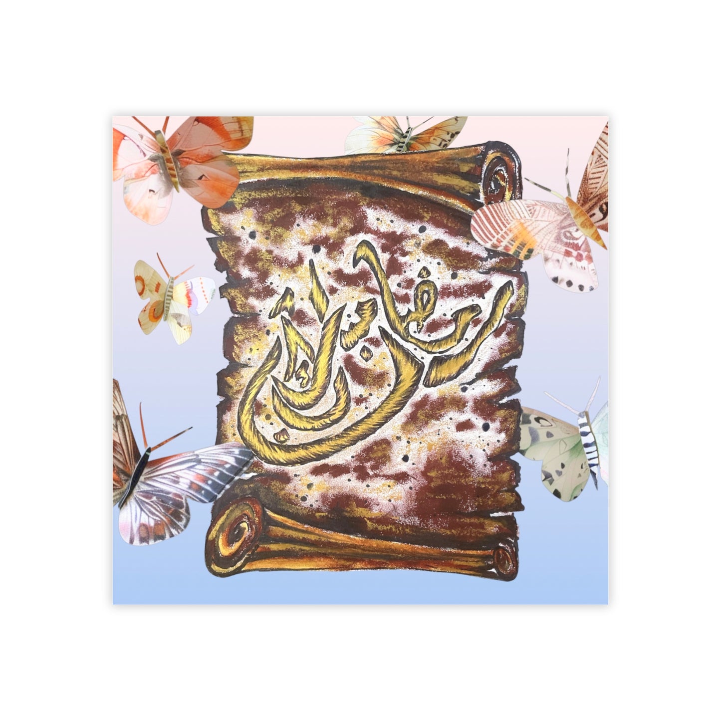 Floral Scroll Post-it Note Pad with Arabic Calligraphy — Decorative Sticky Notes