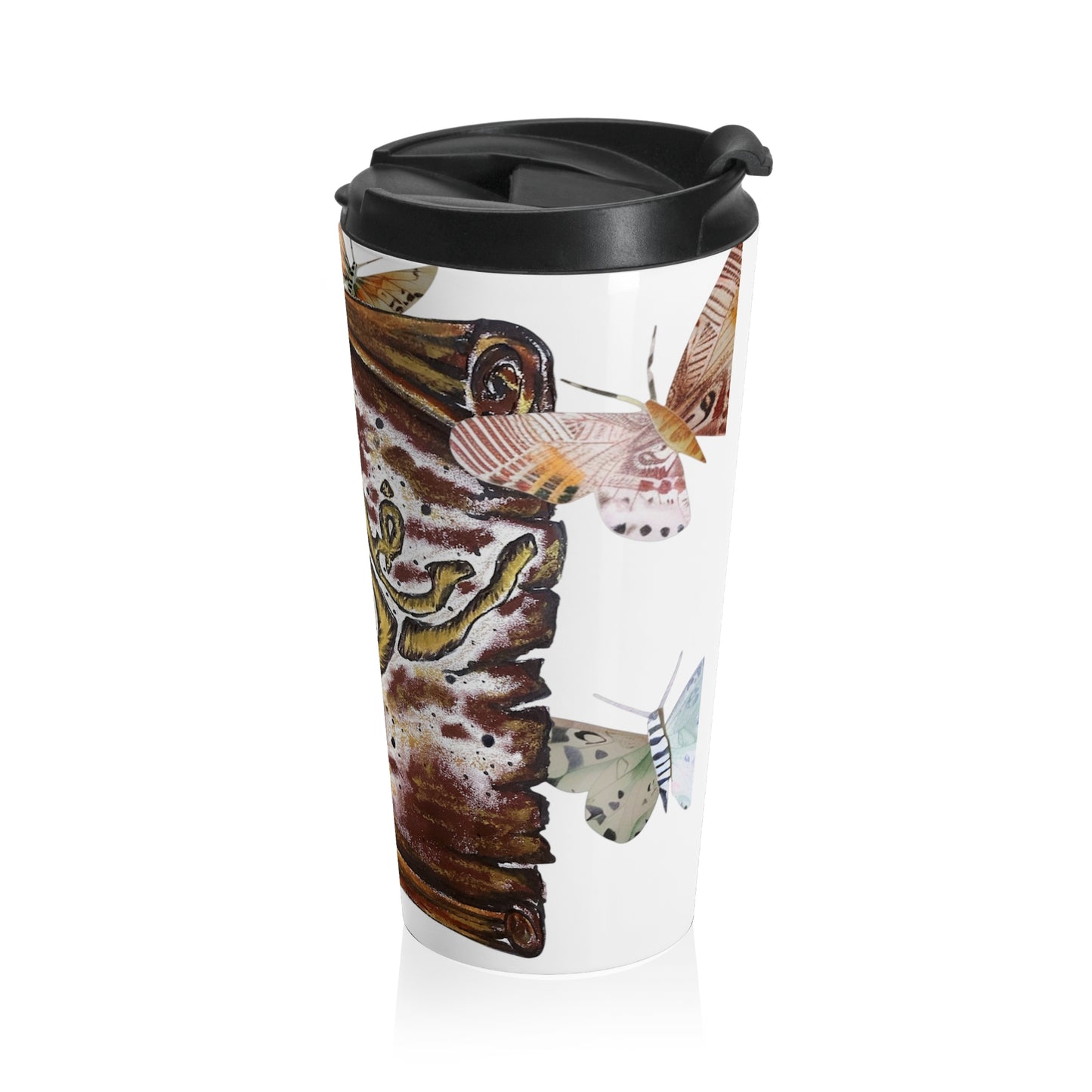 Arabic Calligraphy Travel Mug with Watercolor Butterflies — Stainless Steel Insulated Tumbler