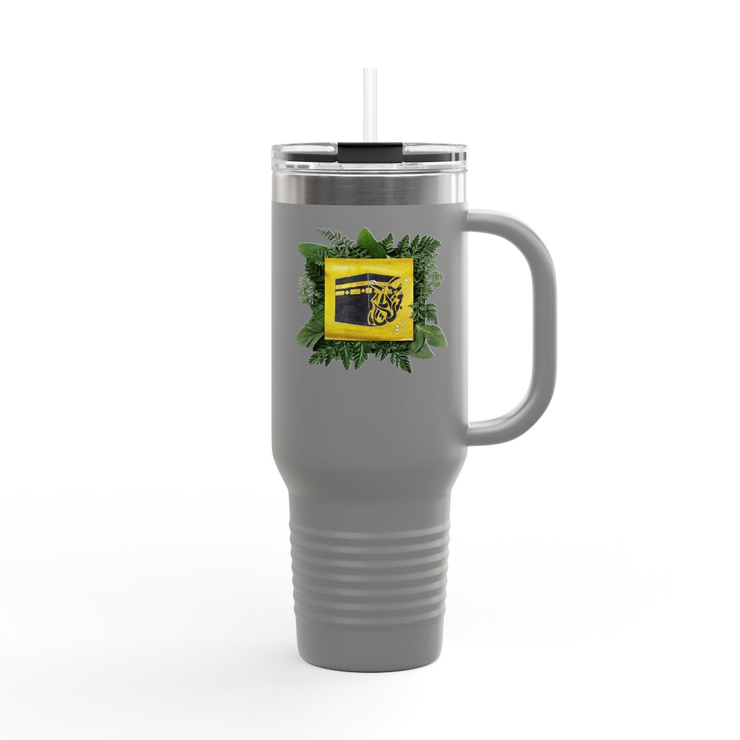 40oz Insulated Travel Mug — Tropical Hibiscus Floral Logo Design