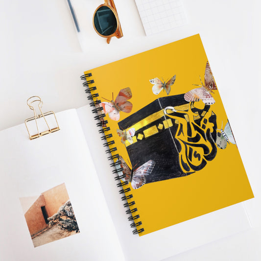 Kaaba Butterfly Spiral Notebook — Islamic Travel Journal, Ruled Lined Notepad