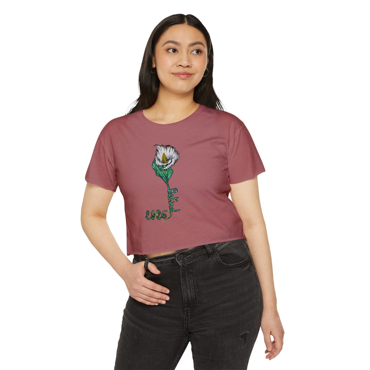 Women's Flower Graphic Crop Top - Perfect for Festivals