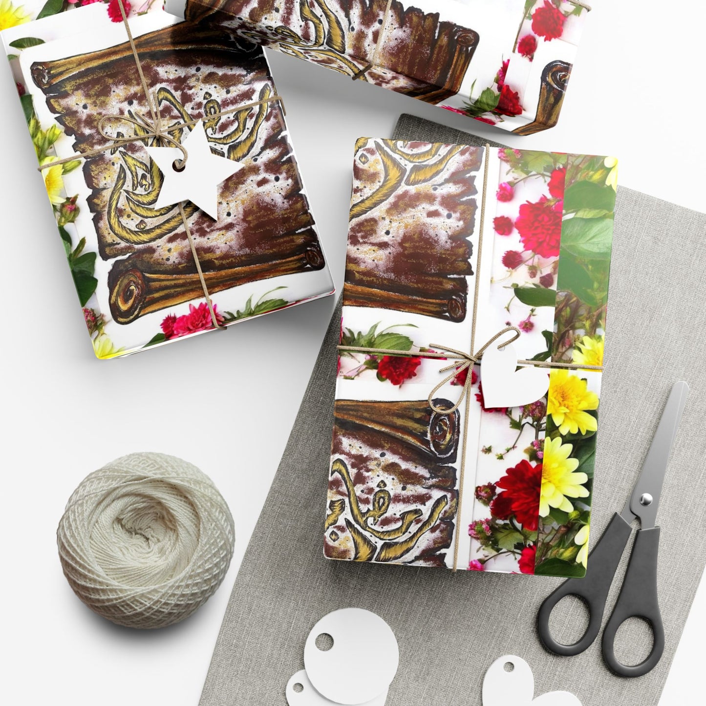 Wrapping Paper — Floral & Vintage Tile Design Gift Wrap