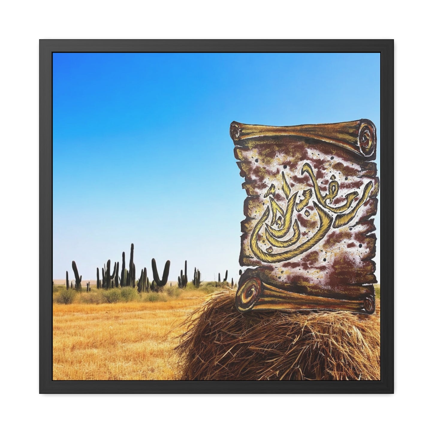 Desert Scroll Framed Poster — Arabic Calligraphy Wall Art