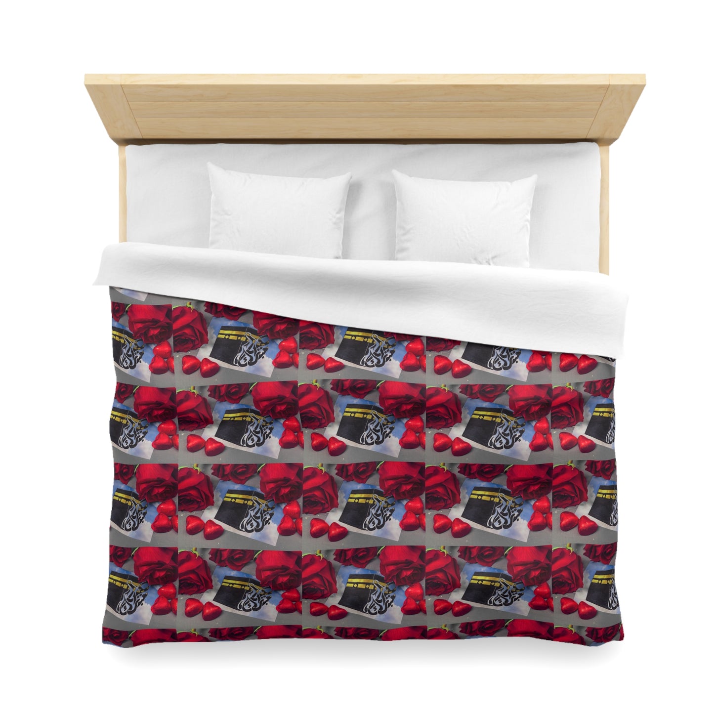 Floral Retro Radio Duvet Cover — Vintage Radio & Red Rose Pattern