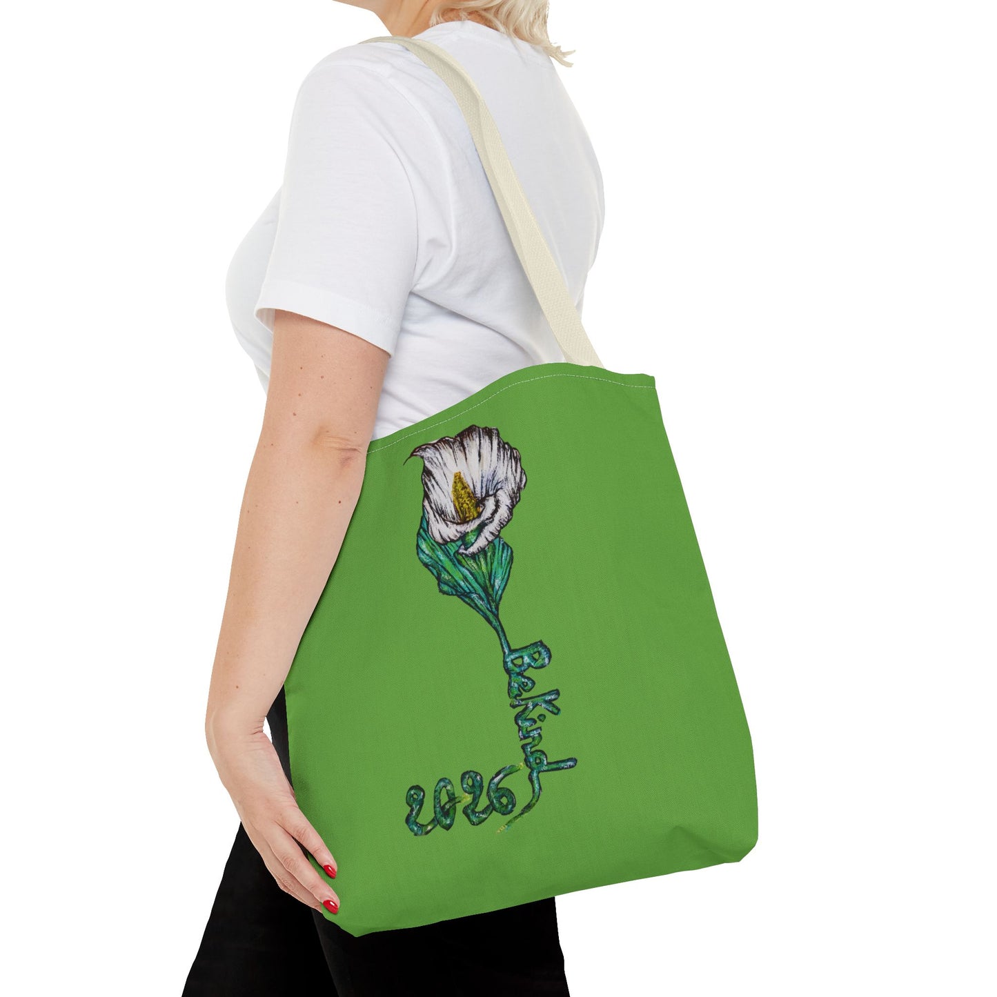 Floral Green Tote Bag - Unique Art Design for Everyday Use