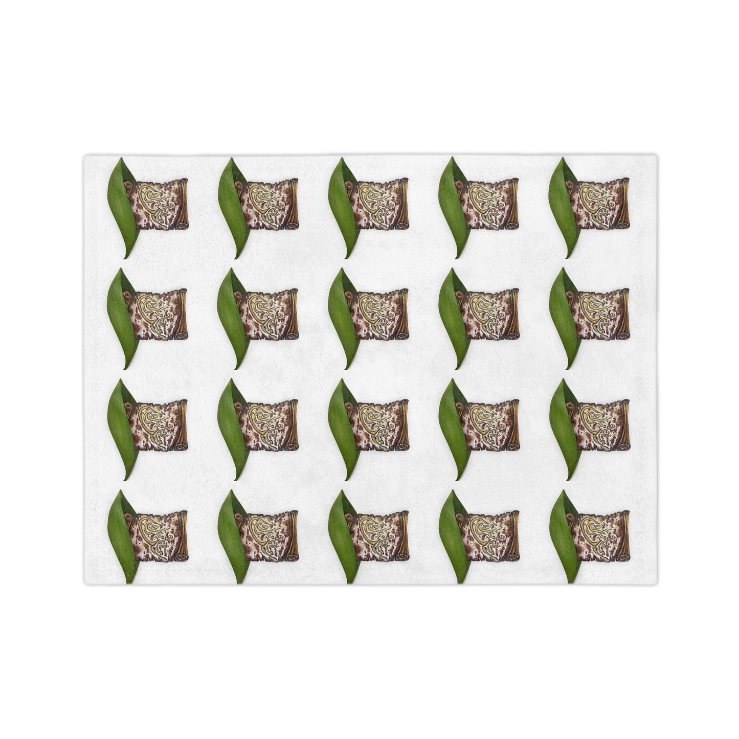 Velveteen Microfiber Blanket — Patterned Leaf & Seed Pillow Cozy Throw