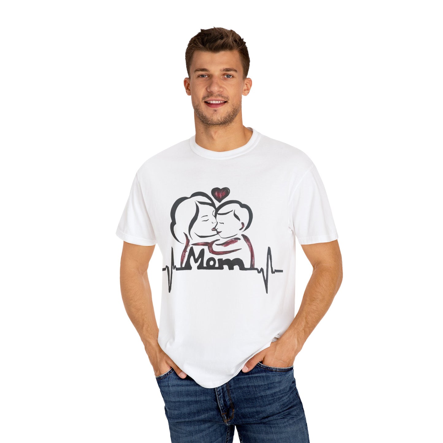 Heartfelt Mom T-Shirt | Cozy Unisex Garment-Dyed Tee, Perfect for Mother's Day, Family Gatherings, Gift for Moms, Love and Connection