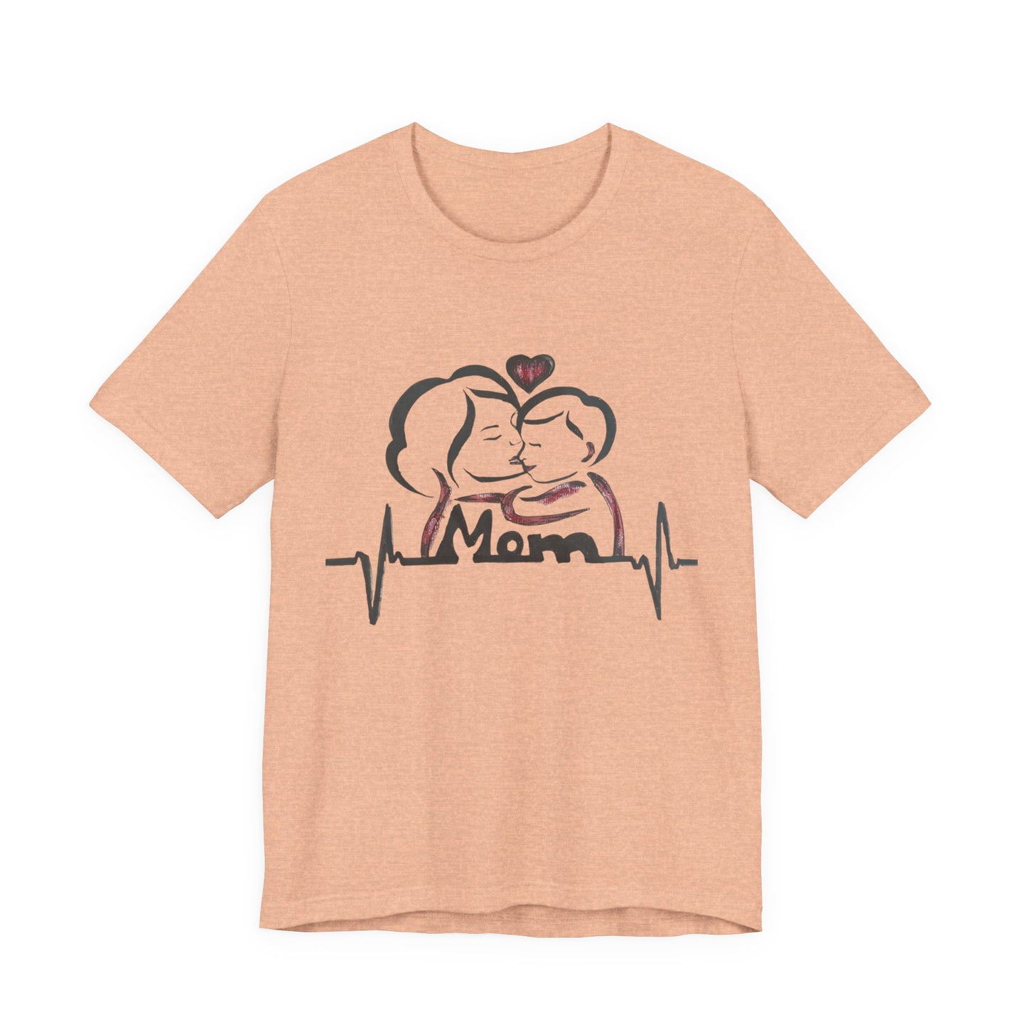 Heartfelt Mom Jersey Tee, Gift for Mother's Day, Family Love Shirt, Soft Casual Wear, Heartbeat Design