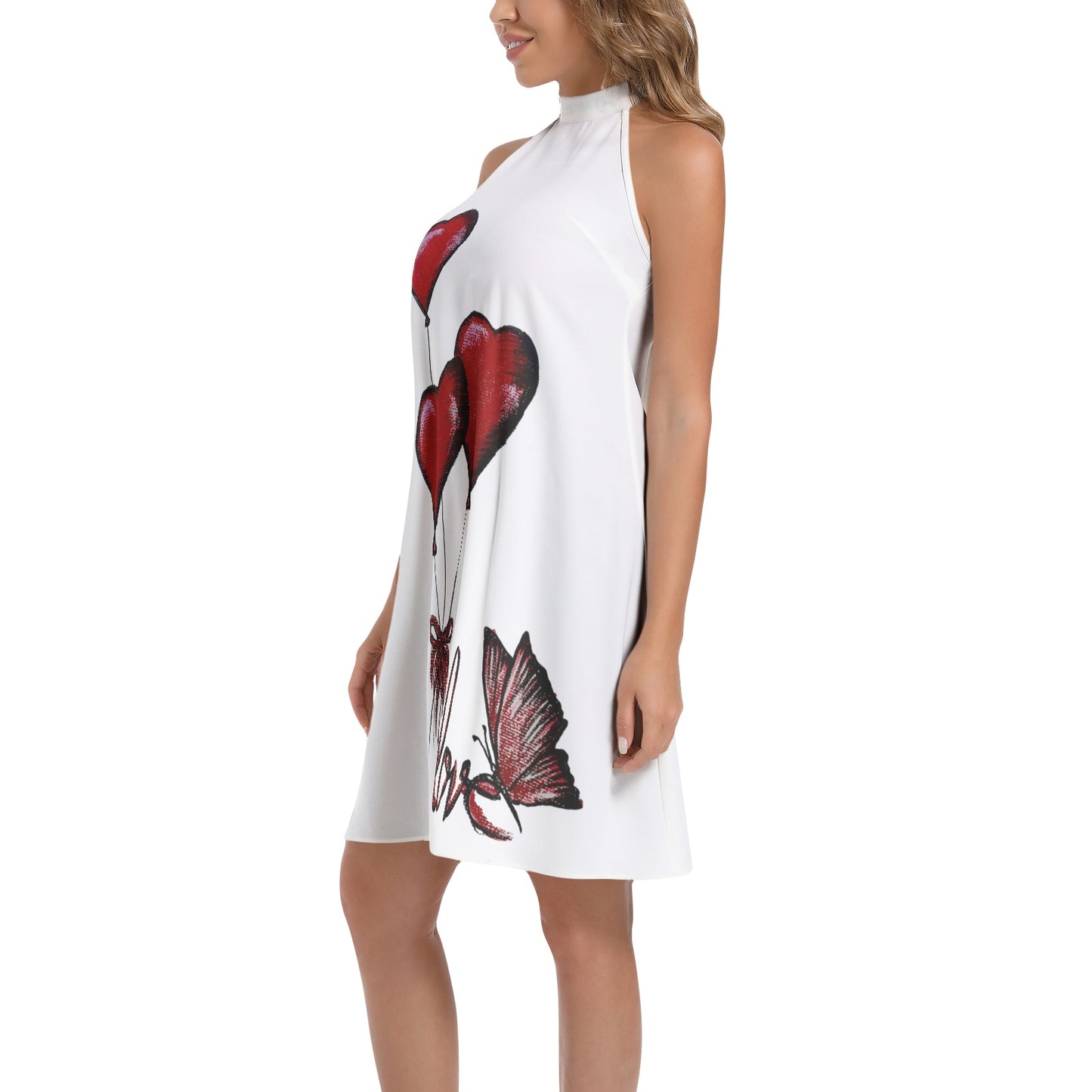 Tie Back Halter Neck Flared Dress