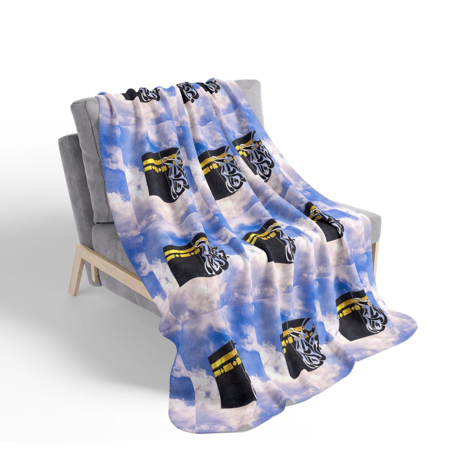 Kaaba Cloud Fleece Sherpa Blanket – Islamic Pilgrimage Prayer Throw