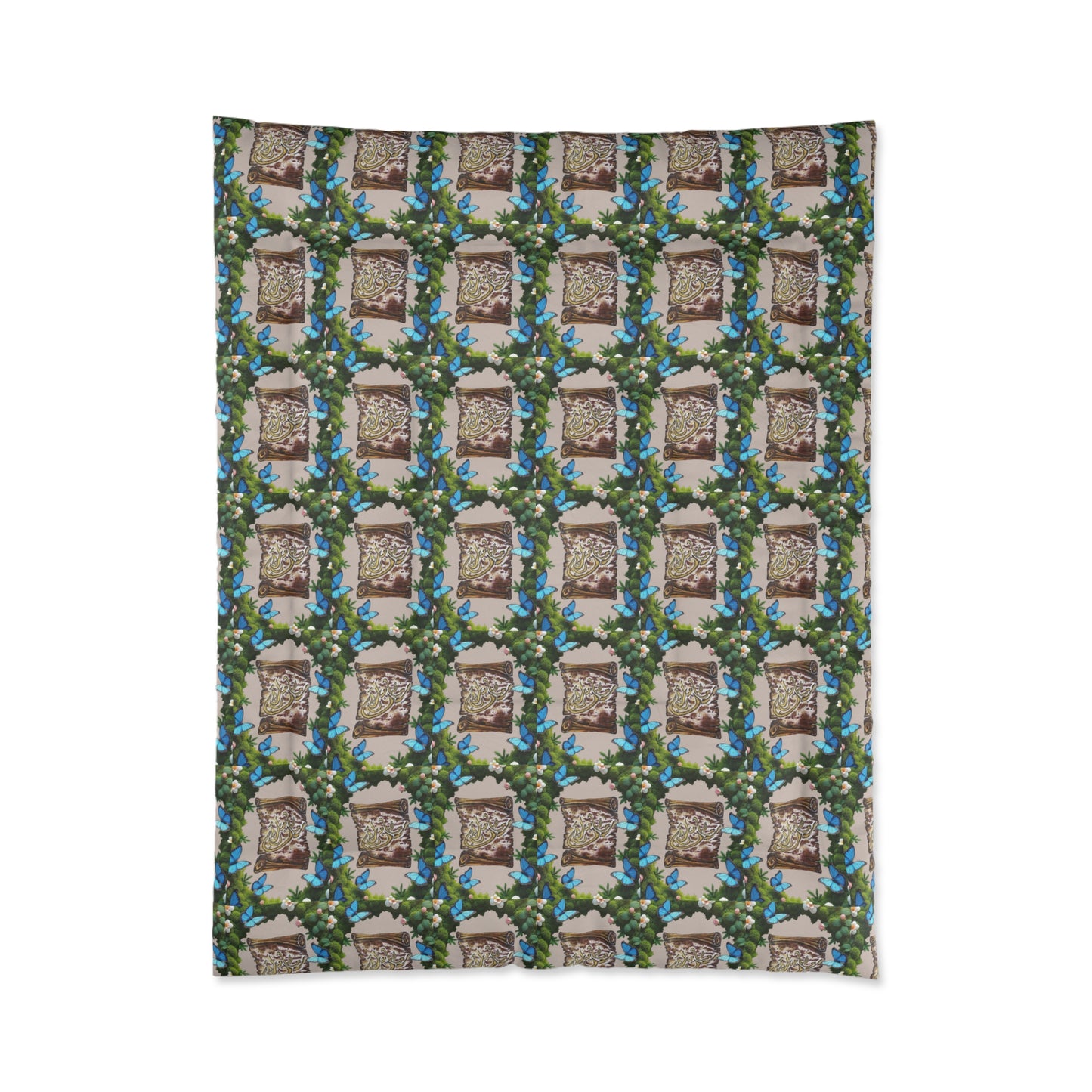 Botanical Memorial Comforter - Floral Graveyard Headstone Pattern Comforter