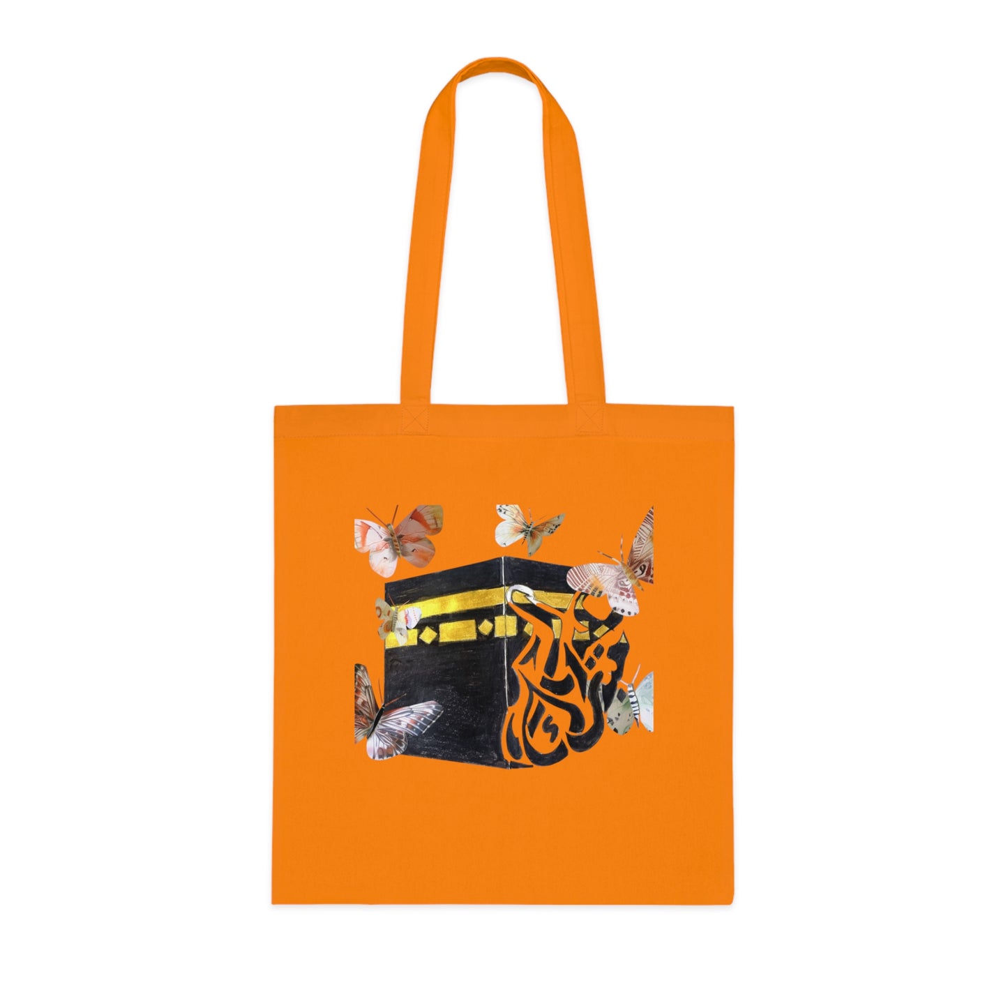 Kaaba & Butterflies Cotton Tote — Islamic Pilgrimage Prayer Bag