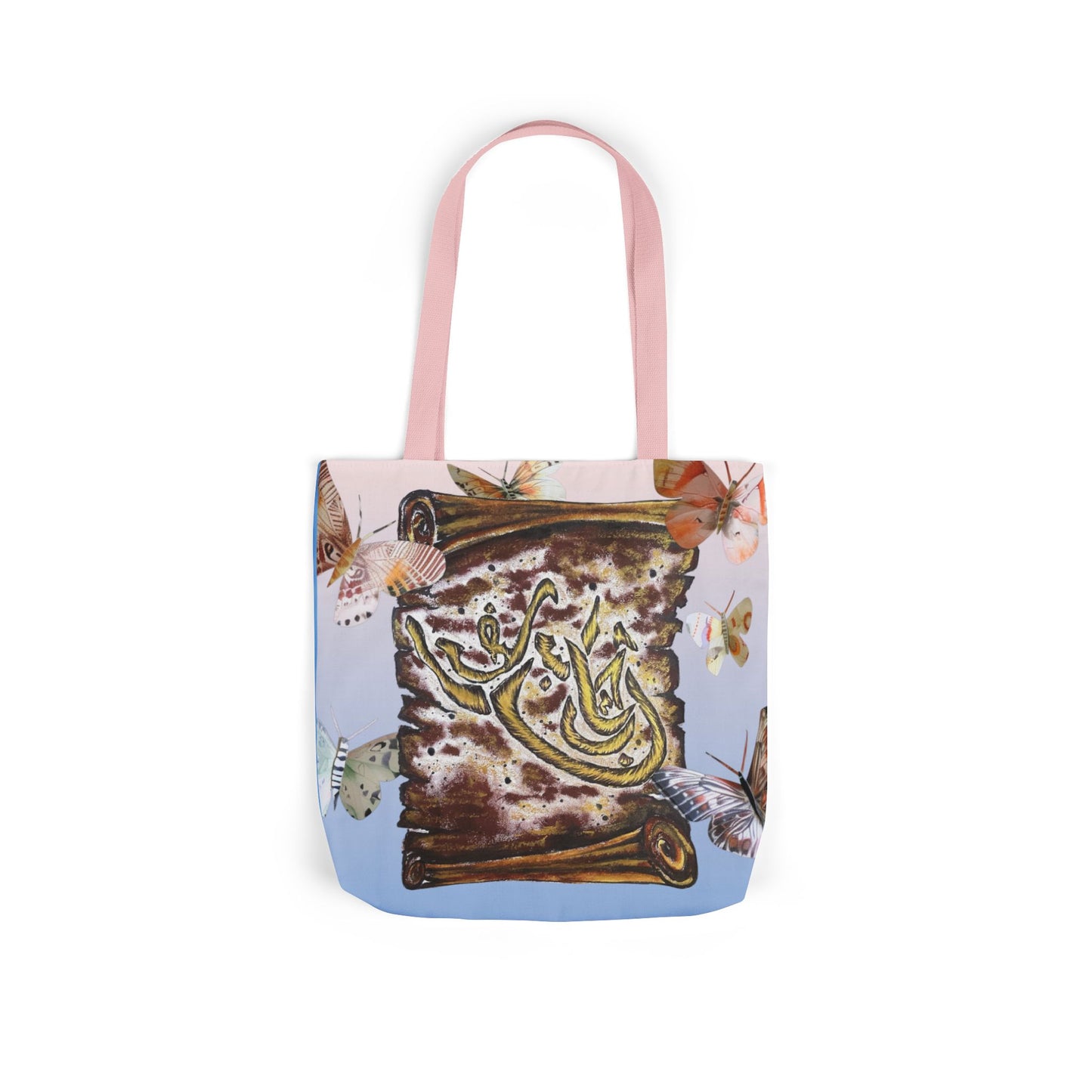 Canvas Tote — Vintage Scroll with Butterflies Arabic Calligraphy Design