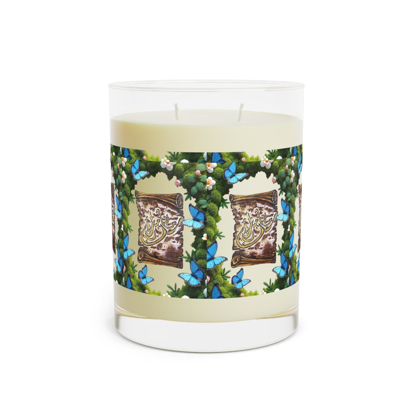 11oz Decorative Scented Candle — Floral Vines & Blue Butterflies
