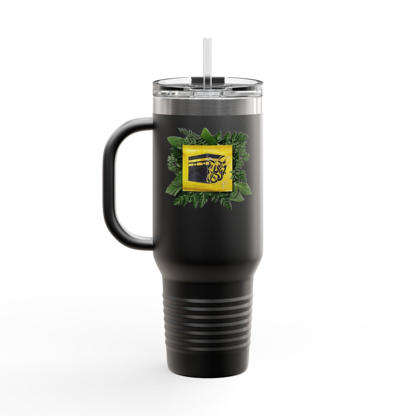40oz Insulated Travel Mug — Tropical Hibiscus Floral Logo Design