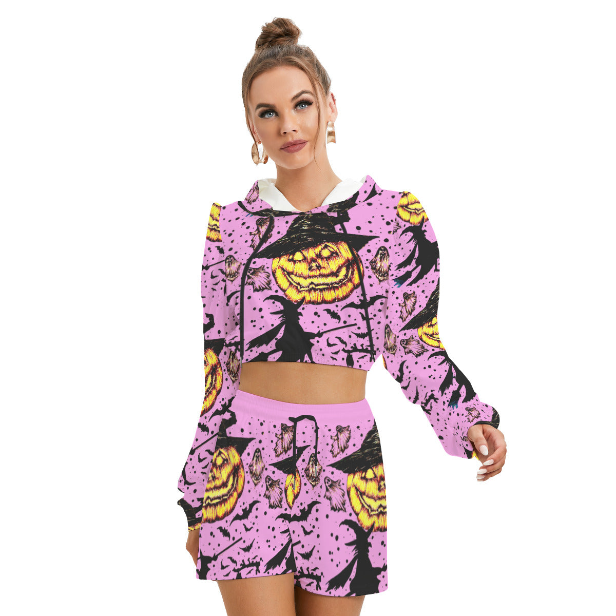 All-Over Print Women's Mirco Fleece Hoodie And Shorts Set