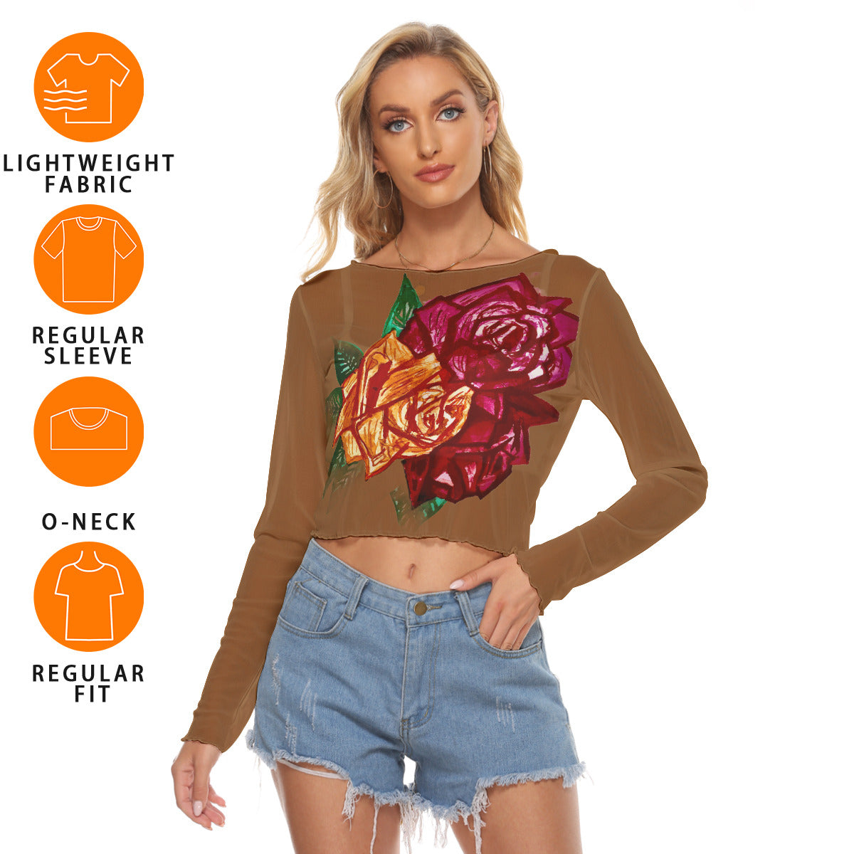 All-Over Print Women's Mesh Long Sleeves T-shirt