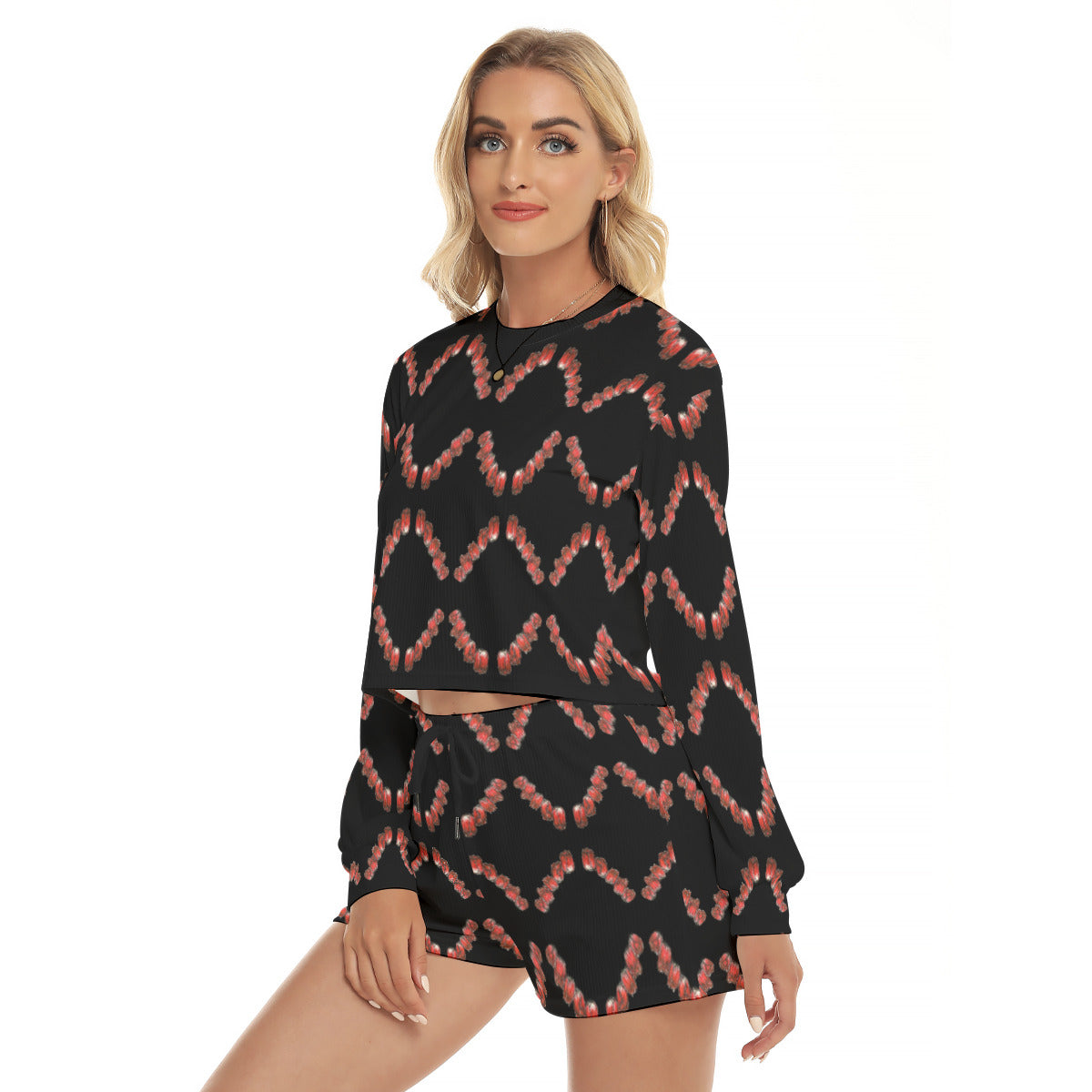 All-Over Print Women's Short Sweatshirt And Pants Suit