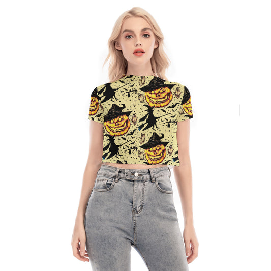 All-Over Print Women's Short Sleeves Mesh Crop Top