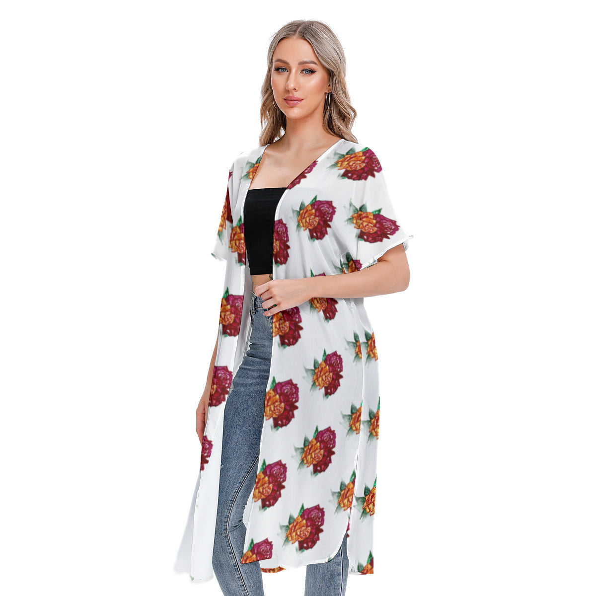 All-Over Print Women's Short Sleeve Cardigan