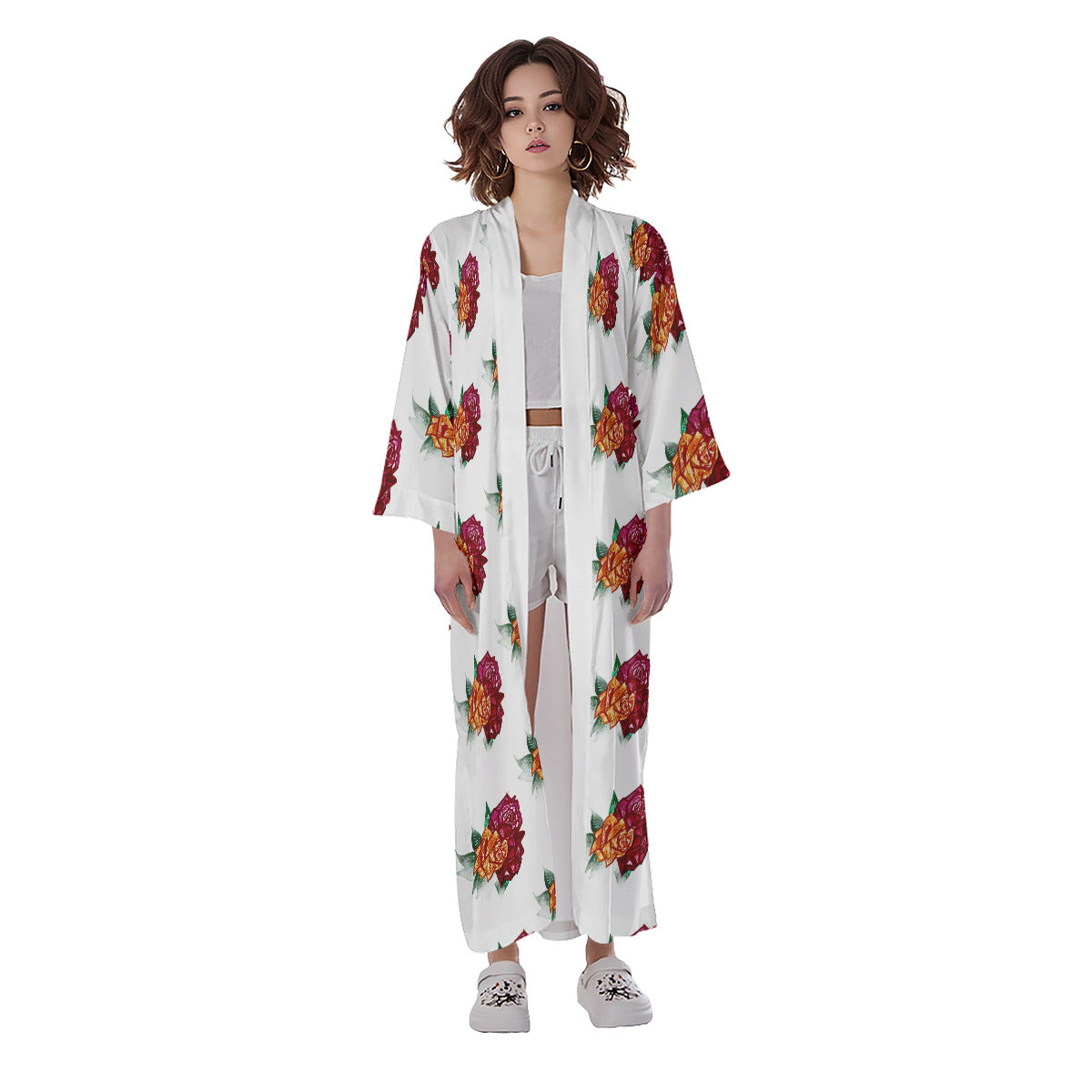 All-Over Print Women's Long Satin Kimono Robe