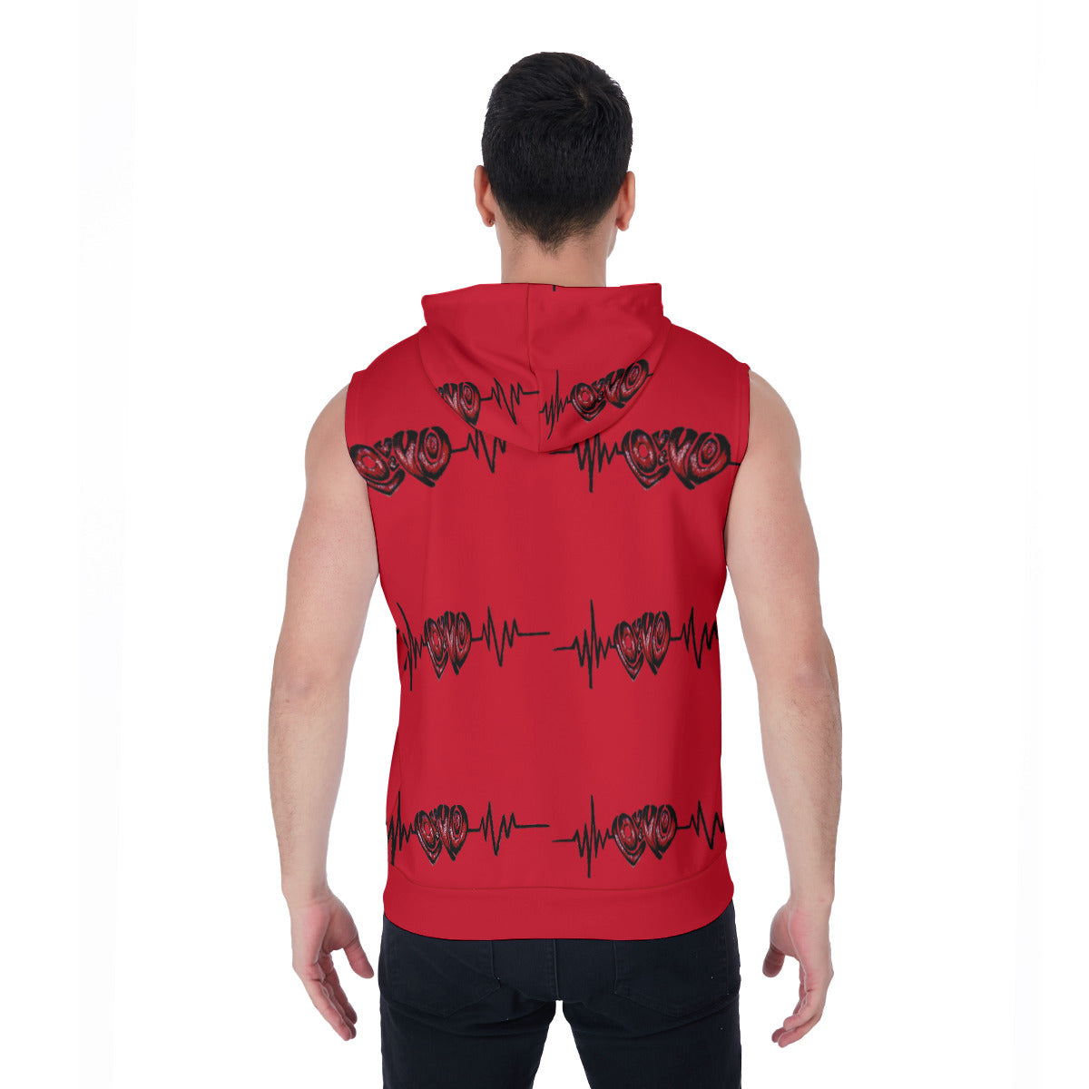 All-Over Print Men's Zipper-Up Sleeveless Hoodie