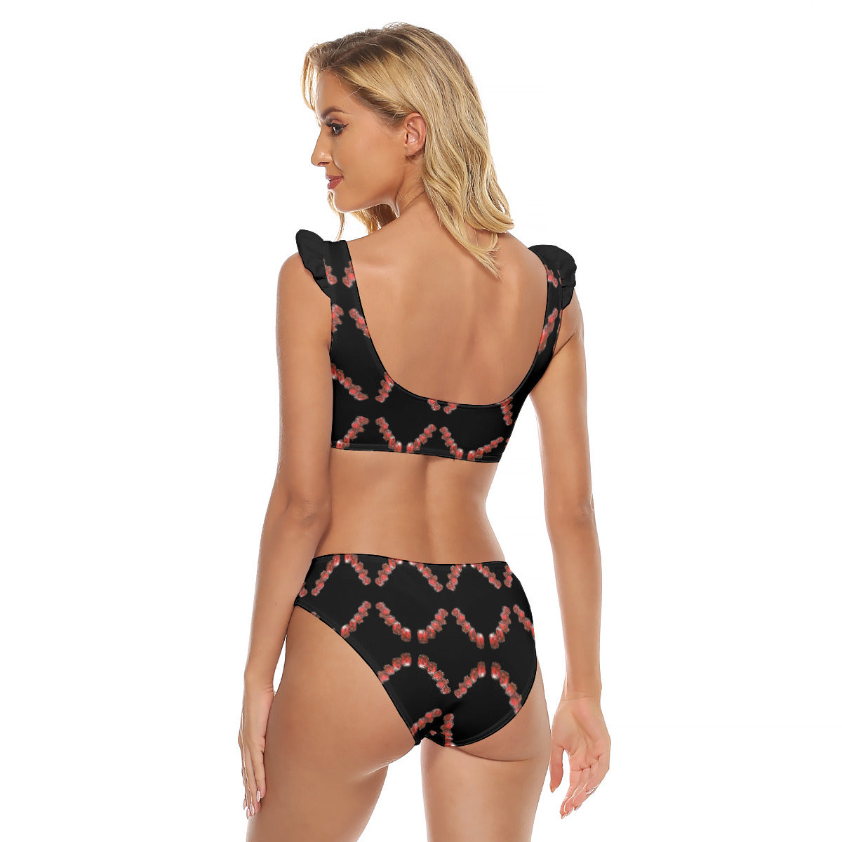 All-Over Print Women's Bikini Swimsuit With Ruffle Cuff Bra