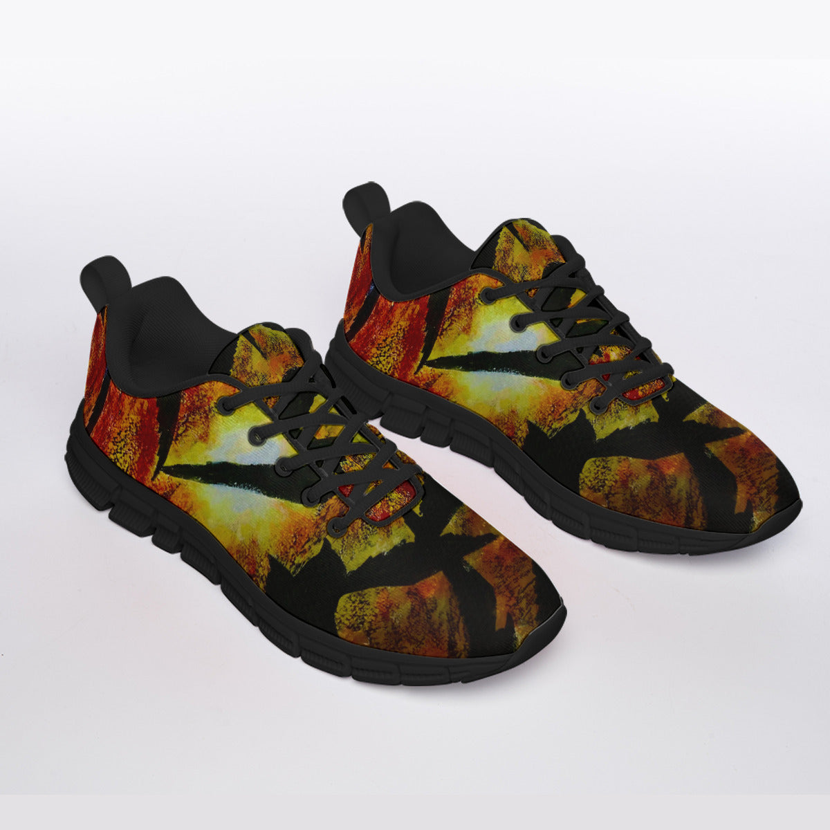 All-Over Print Men's Sports Shoes With Black Sole