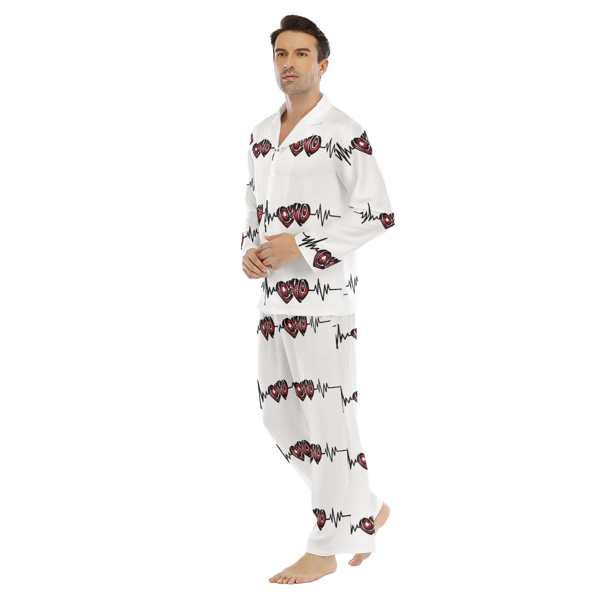 All-Over Print Men's Lapel Pajama Set