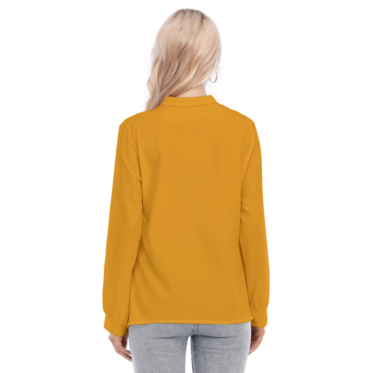 All-Over Print Women's Long Sleeve Blouse With Button Closure
