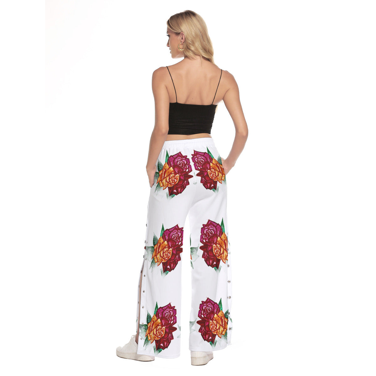 All-Over Print Women's Side Slit Snap Button Trousers