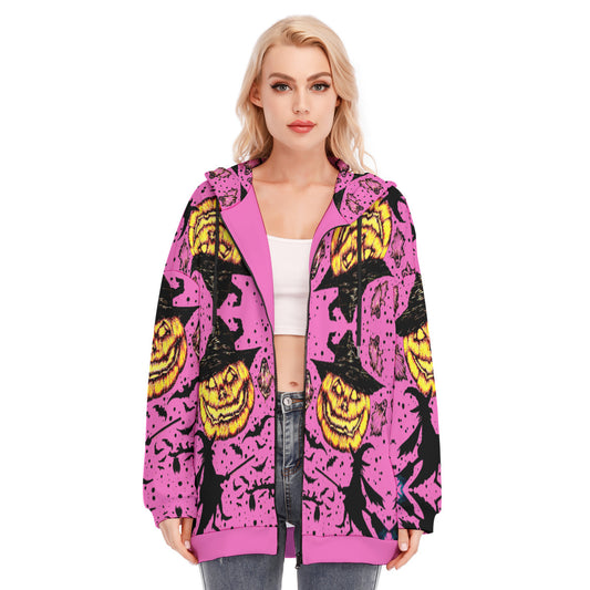 All-Over Print Women's Long Hoodie With Zipper Closure