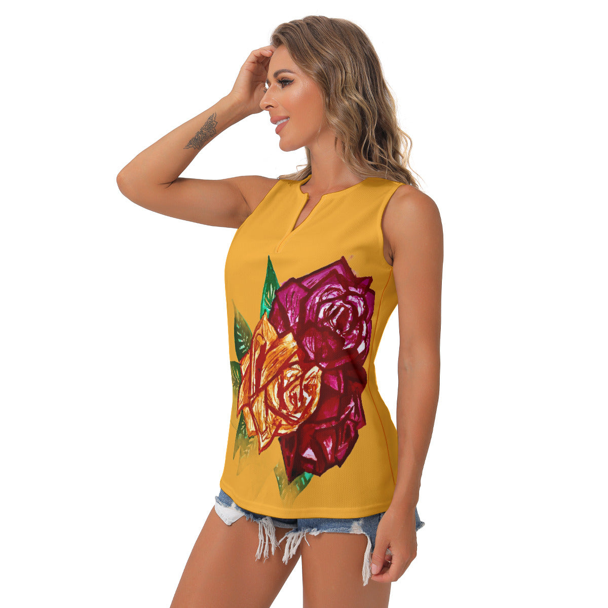 All-Over Print Women's Sleeveless V-Neck Top