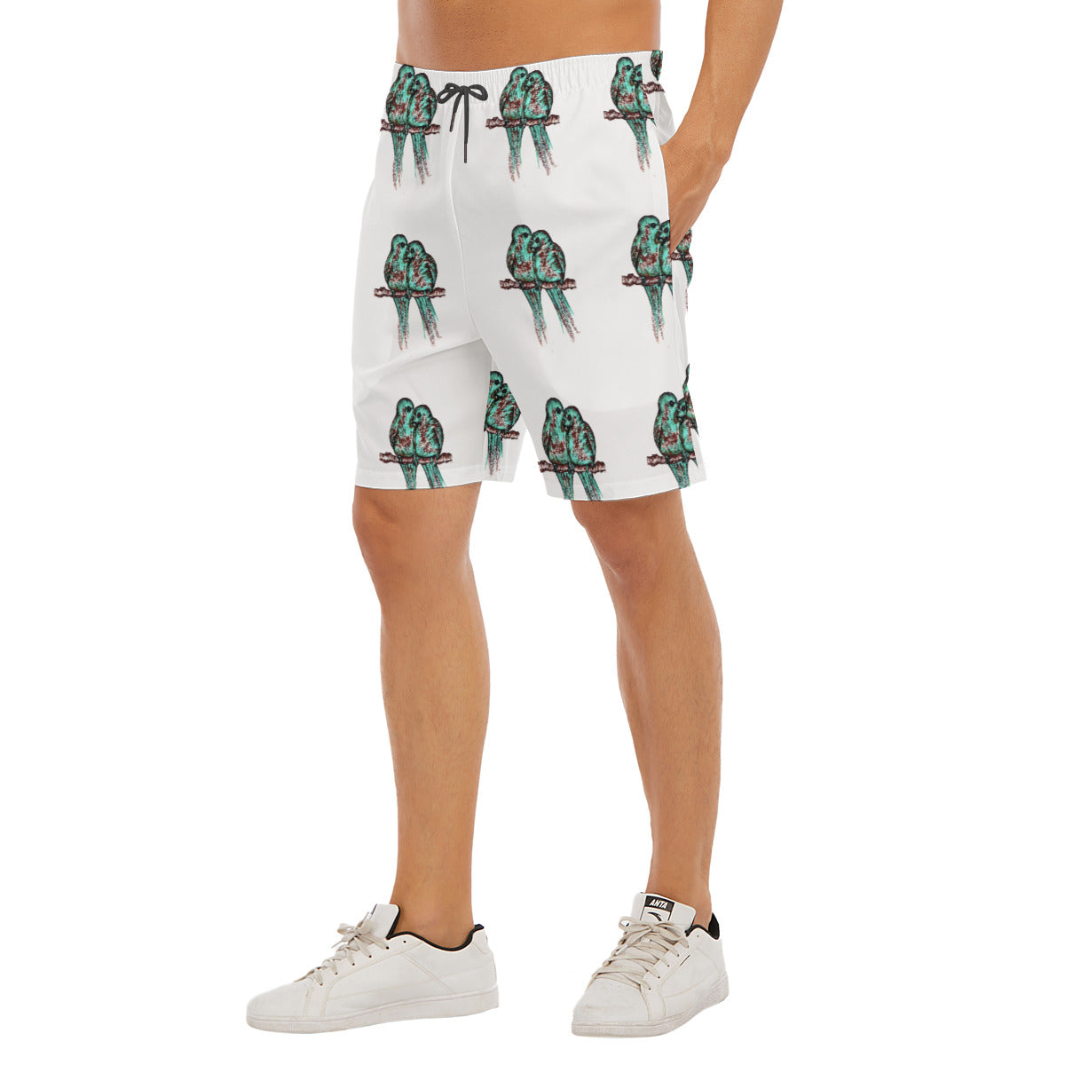 All-Over Print Men's Beach Shorts With Elastic Waist