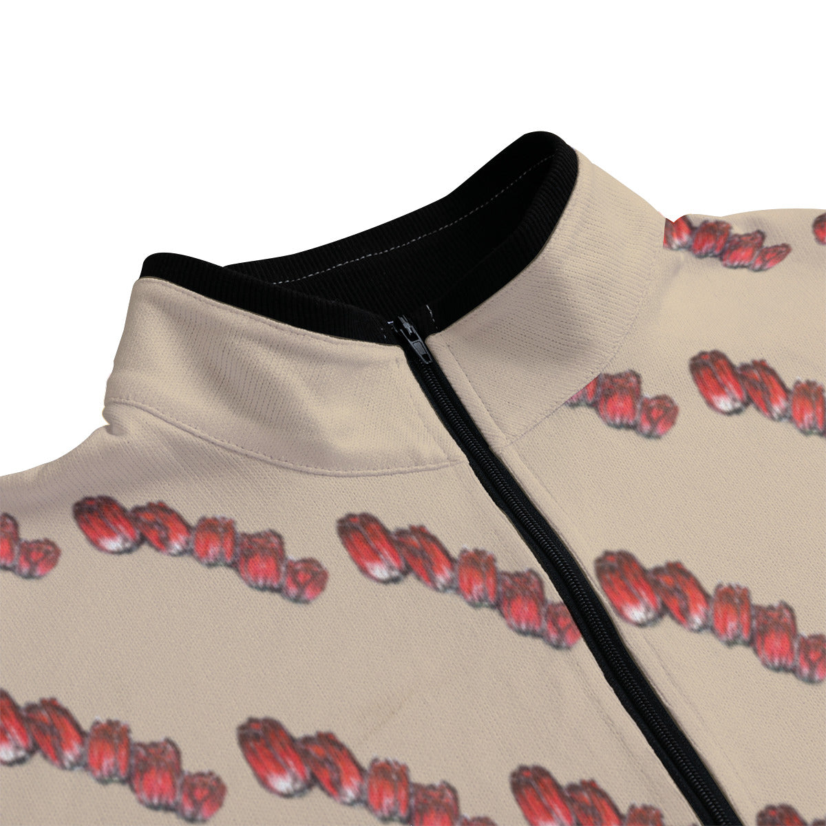 All-Over Print Men's Stand-up Collar Sweater With Zipper Closure