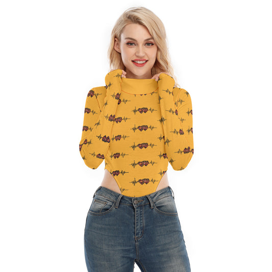 All-Over Print Women's Turtleneck Long Sleeve Jumpsuits