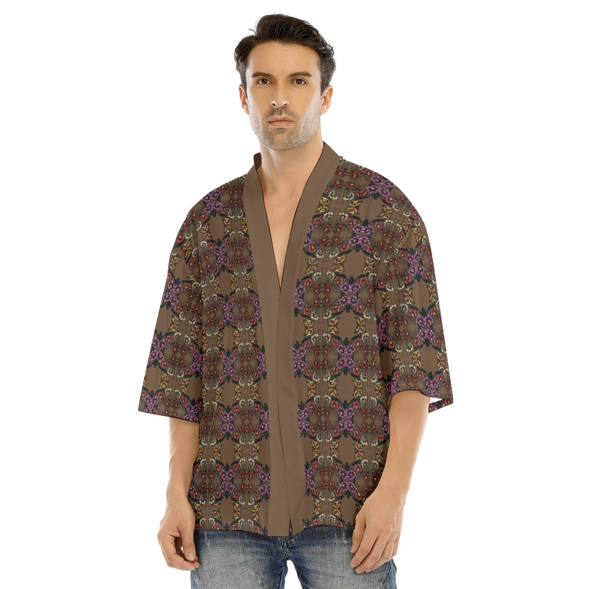 All-Over Print Men's Drop-shoulder Short Coat