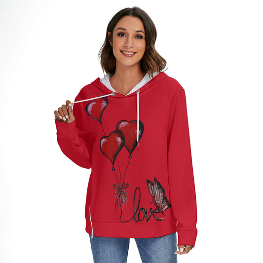 All-Over Print Women's Heavy Fleece Zip-on-the-Side Hoodie