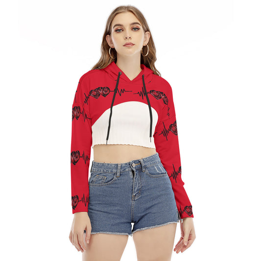 All-Over Print Women's Smock Short Hoodie With Long Sleeve