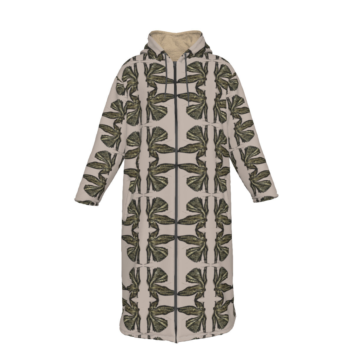 All-Over Print Men's Long Fleece Zip Up Windbreaker