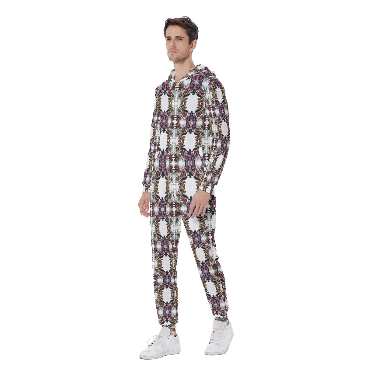 All-Over Print Men's Hooded Jumpsuit