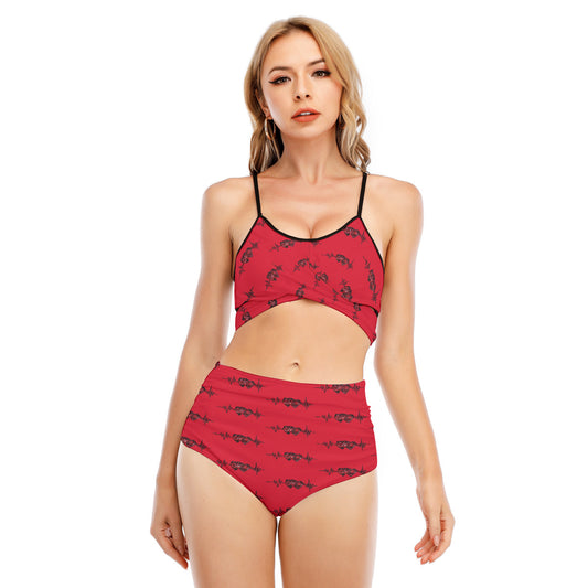 All-Over Print Women's Bikini Swimsuit With Cross Straps