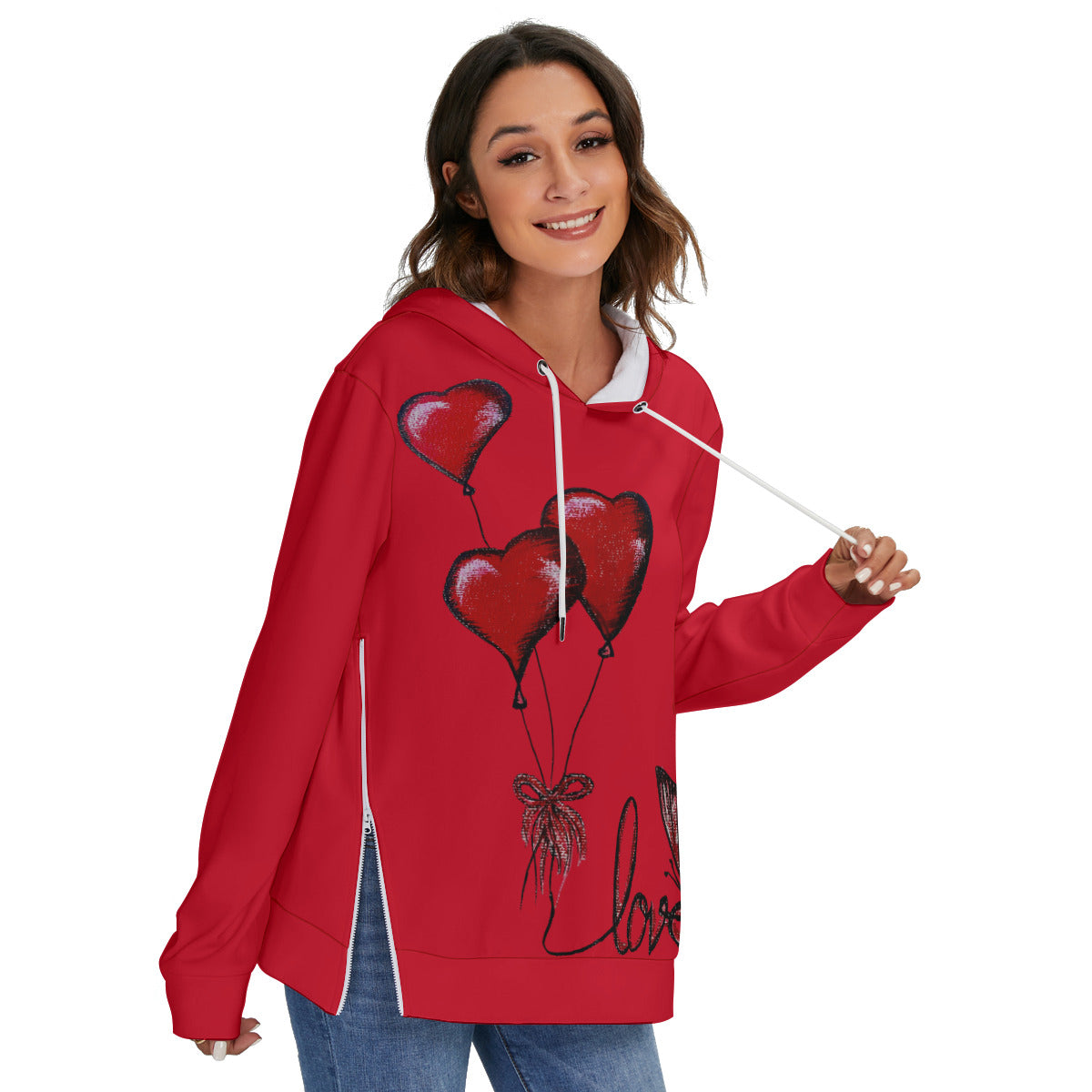All-Over Print Women's Heavy Fleece Zip-on-the-Side Hoodie