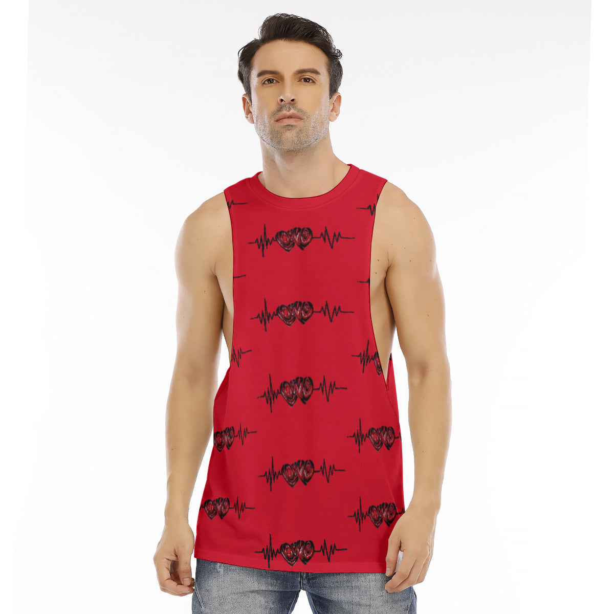 All-Over Print Men's O-neck Long Tank Top