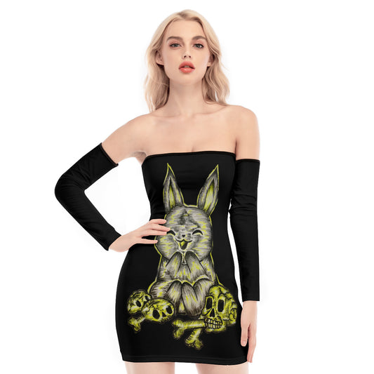 All-Over Print Women's Off-shoulder Back Lace-up Dress